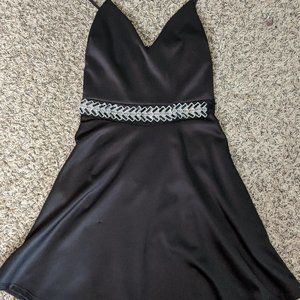 Short Black Fit-and-Flare V-Neck Dress
